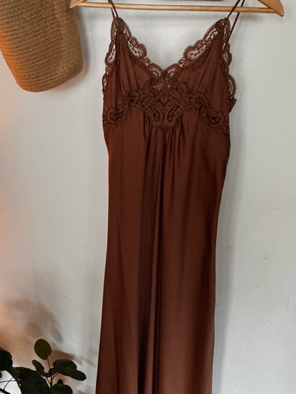 Vintage Bardot & Co. Cocoa Brown Slip Dress USA Petite Quiet Luxury